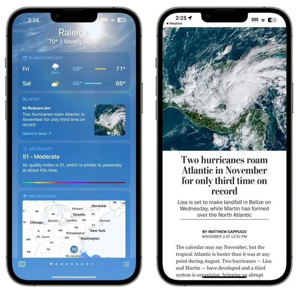 宜兴苹果14维修分享iPhone 14手机如何看天气时顺带看新闻 