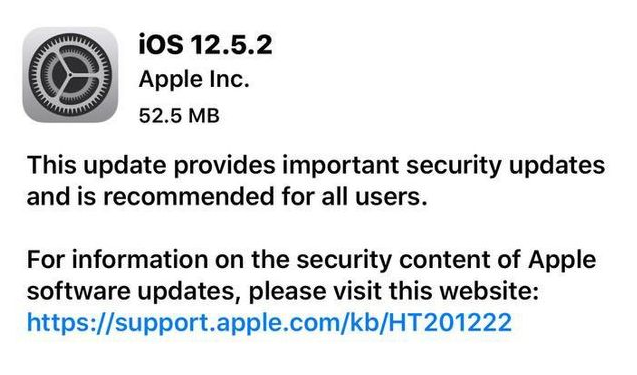 宜兴苹果手机维修分享iOS12.5.2发布，建议所有老苹果用户安装 